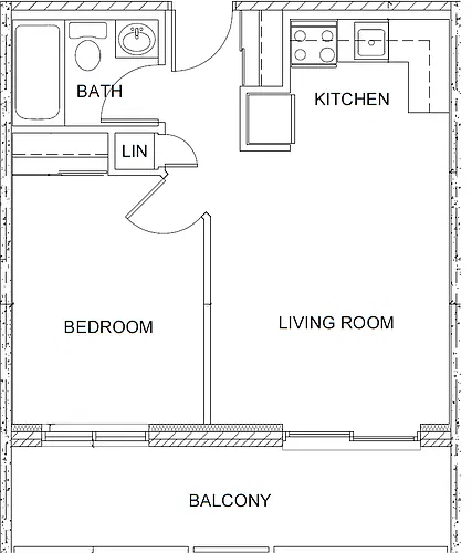 Floor plan 1 Bed 1 Bath C
