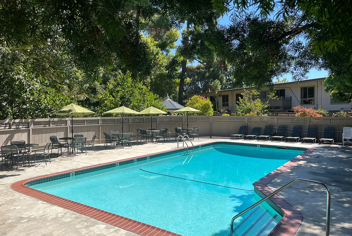 Pool available for year-round use. Solar-heated in summer. Some shade and some full sun options around the large pool deck. - Ananda Community