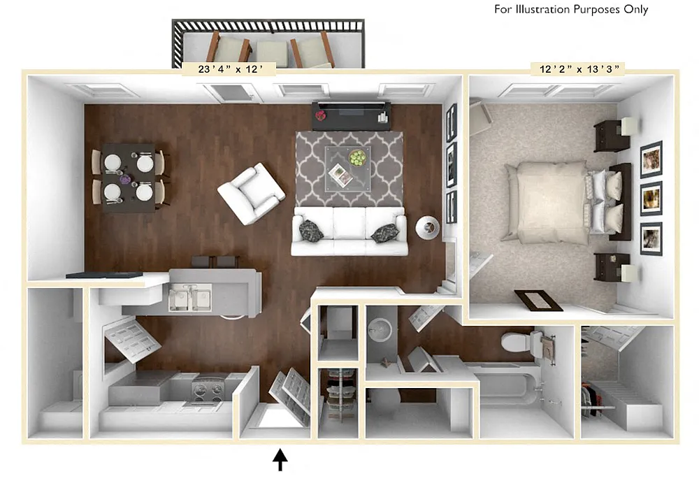 Floor plan The Broadway 1 BR 1 BA