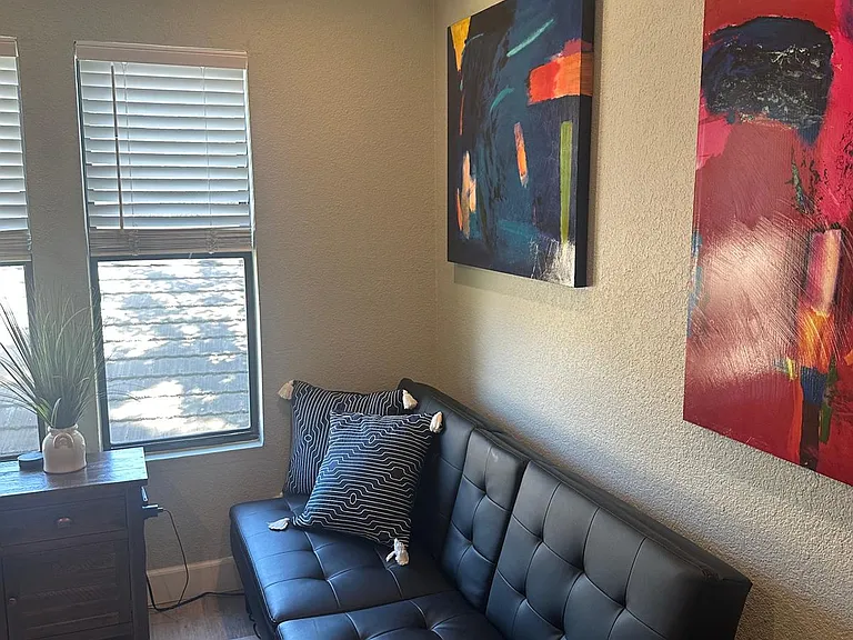 part of bonus room/office with fold out sofa bed