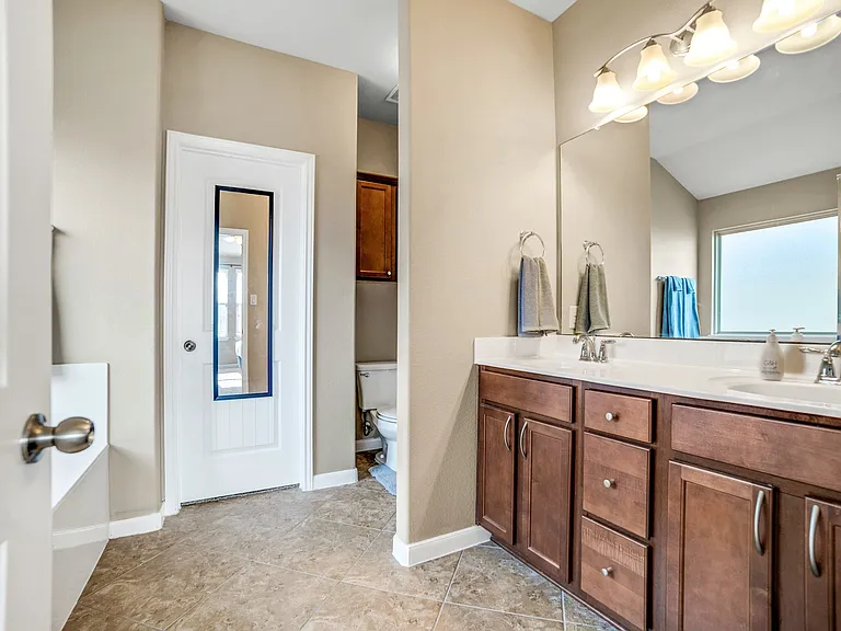 Master bathroom. Spatious with a double sink