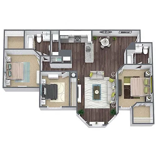 Floor plan C2: 3 Bed 2 Bath