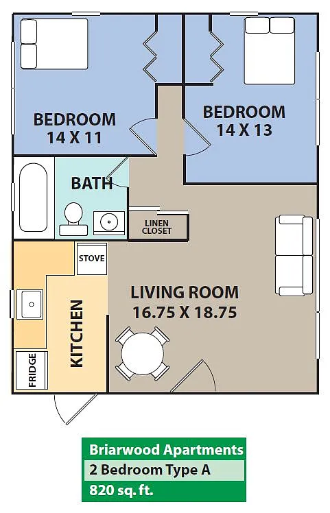 Floor plan Renovated 2-Bedroom