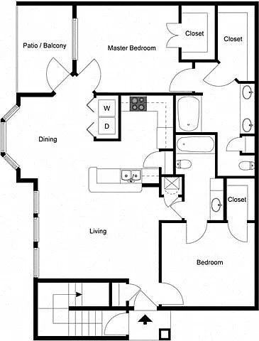 Floor plan 2 Bedroom 2 Bath - F