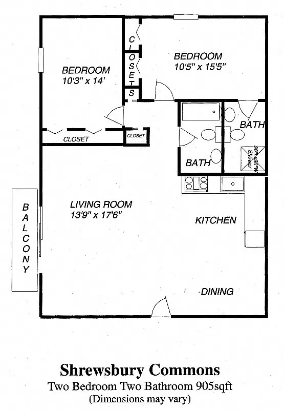 Floor plan Two Bedroom Two Bath