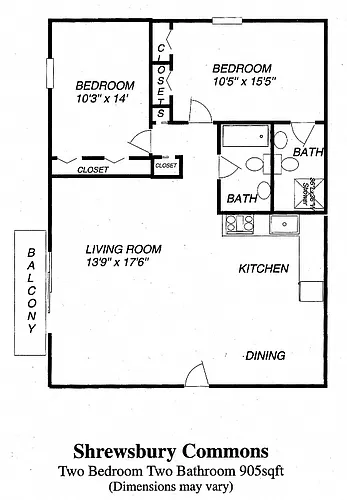 Floor plan Two Bedroom Two Bath