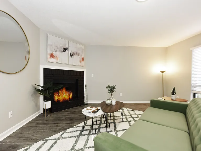 Spacious Living Room + Fireplace