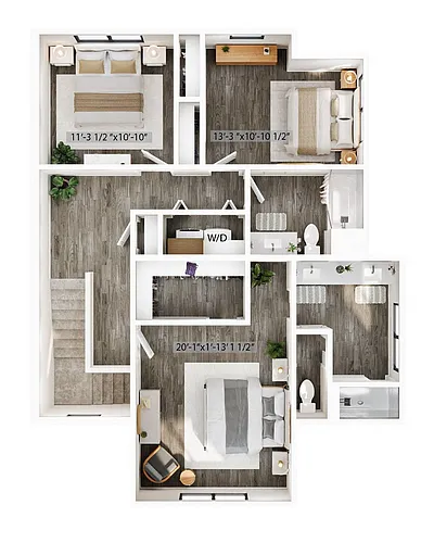 Floor plan C2 - Three Story Townhouse - Attached Garage