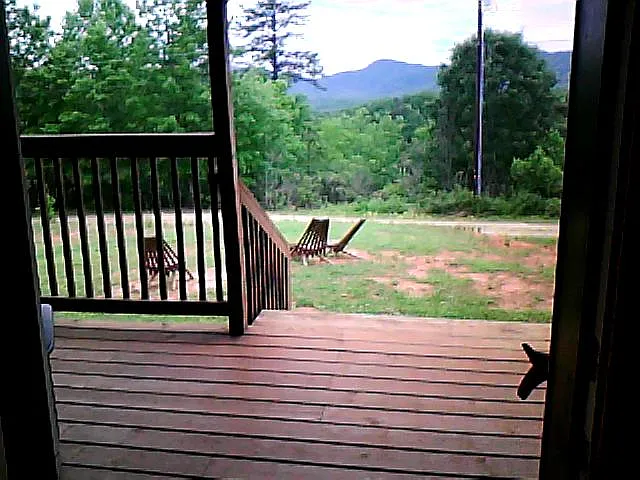 looking out front door to fire ring