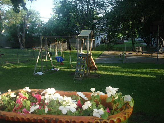 Large fenced backyard