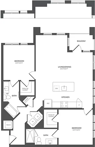 Floor plan 2 Bed/2 Bath-C21
