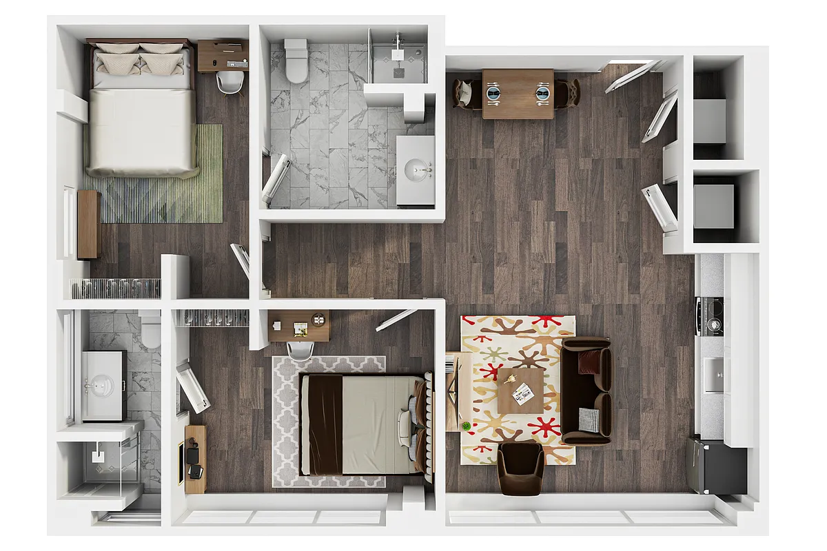 Floor plan The U 2BR 2BA The Kirkenmeyer