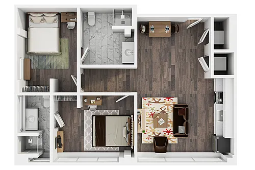 Floor plan The U 2BR 2BA The Kirkenmeyer