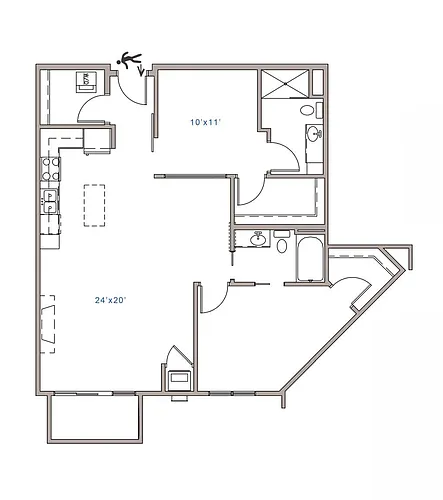 Floor plan 2 Bed 2 Bath O - 1800