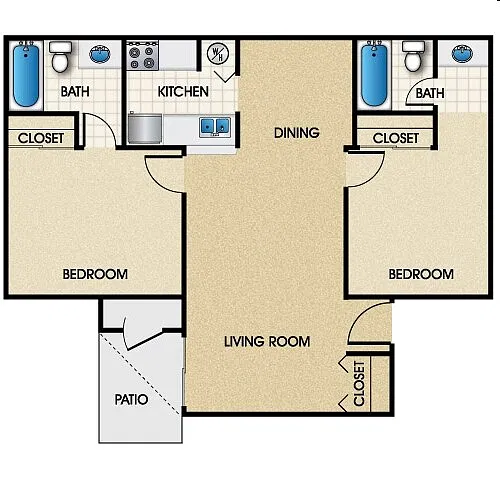 Floor plan Two Bedroom Two Bath