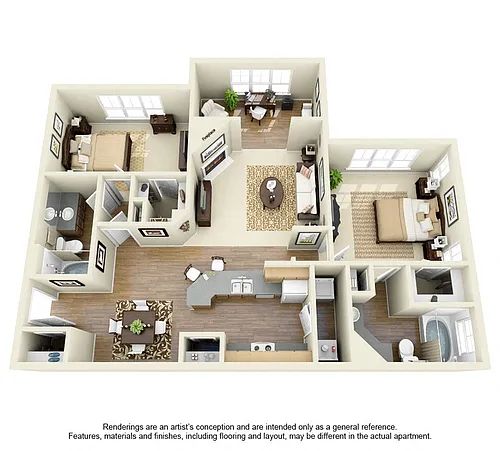 Floor plan 2 Bed 2 Bath Large