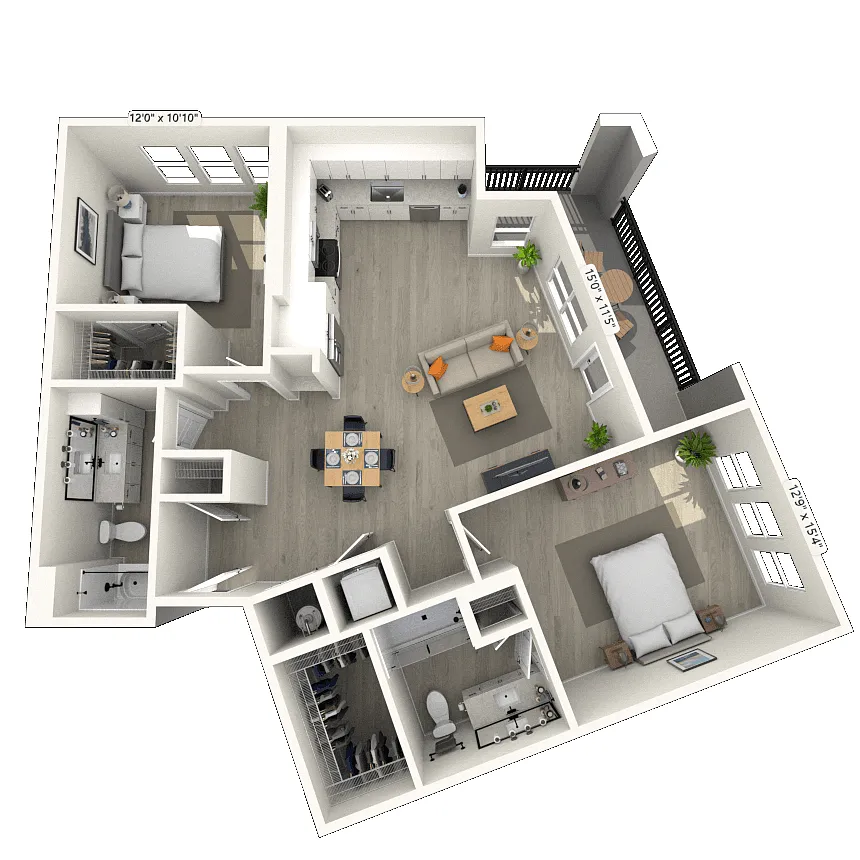 Floor plan B8 2x2 1175 SF-FP
