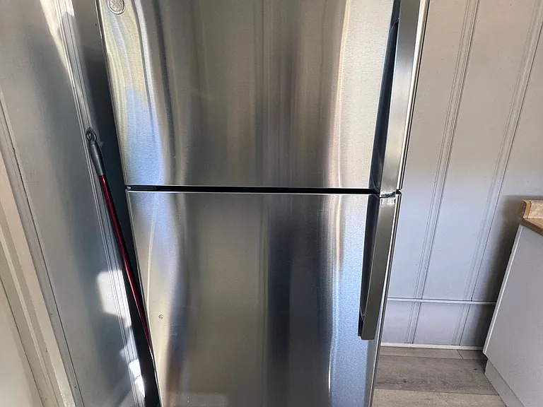 New stainless steel refrigerator.