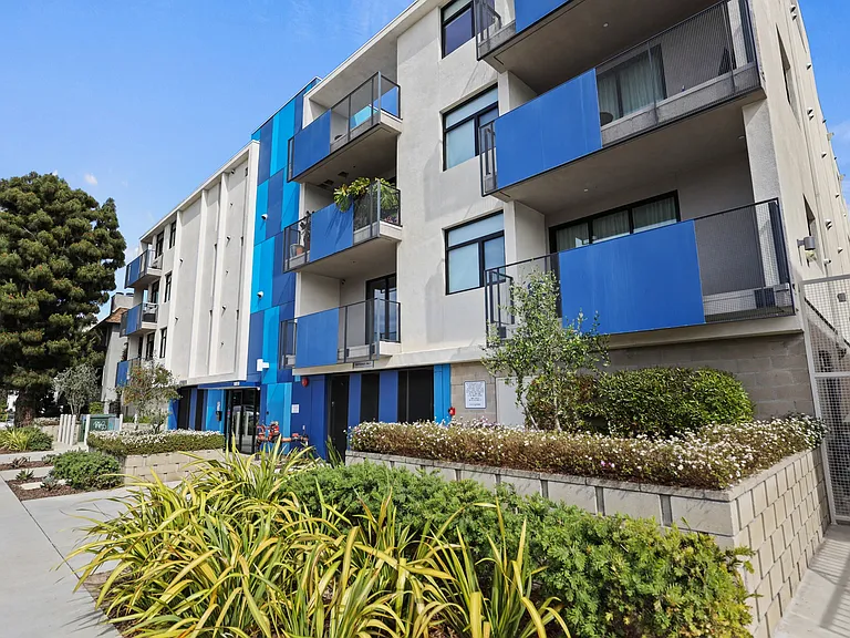 Side View of Palms Blue by Wiseman