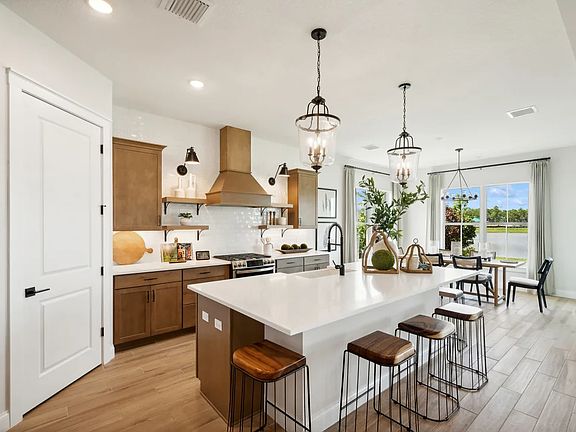 Kitchen with center island and pendant lighting