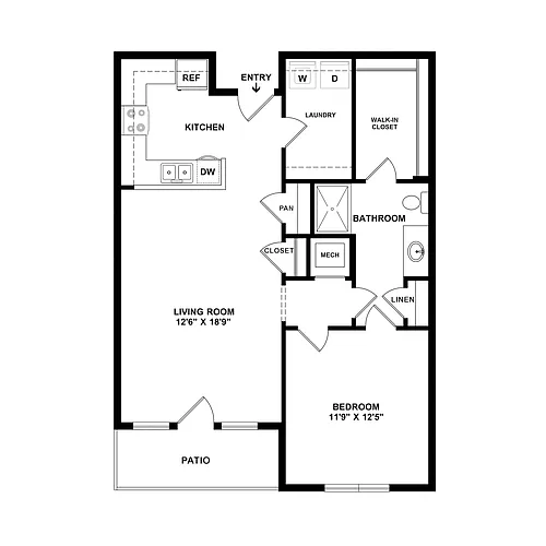 Floor plan 1 Bedroom Traditional