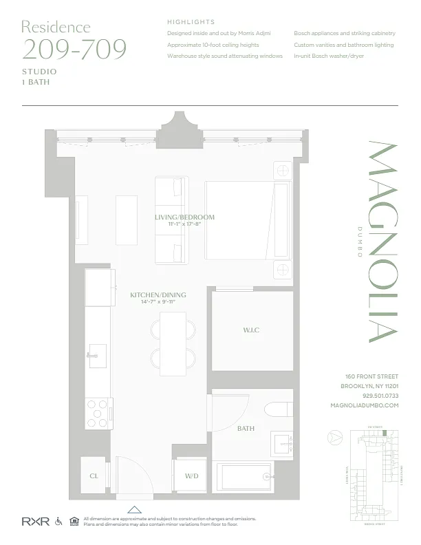 Floor plan Alcove Studio / 1 Bathroom