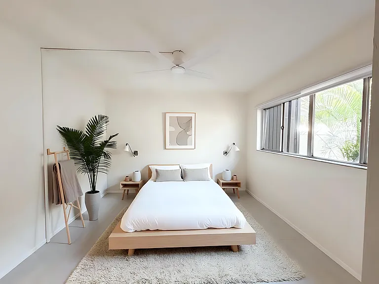 Let the sunshine in during the day, close the blinds at night in our two-bedroom apartment. Cool off under the ceiling fan.