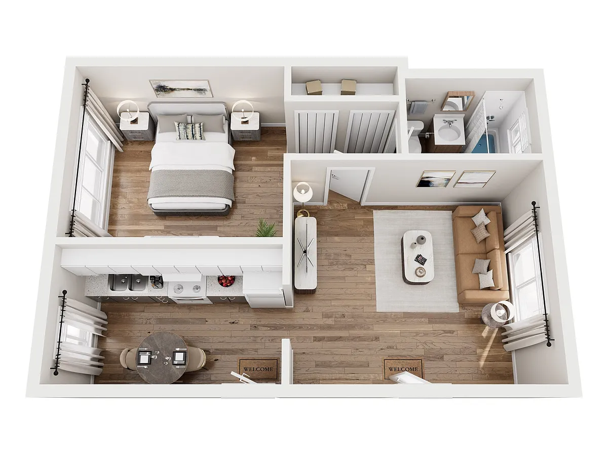 Floor plan 1 Bedroom + 1 Bath - A