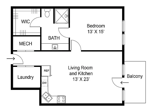 Floor plan 1 bedroom
