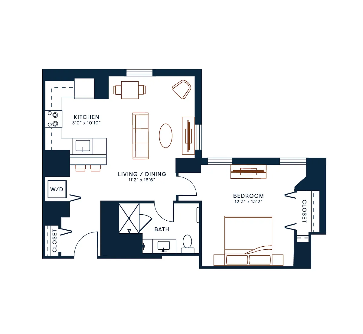 Floor plan 1 Bedroom - Unit 1609