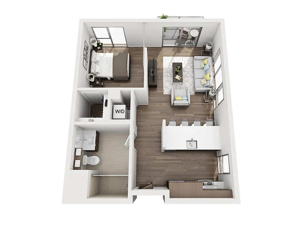Floor plan One Bedroom A1A