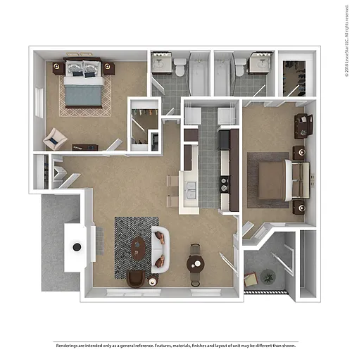 Floor plan Two Bedroom (2 Bedroom / 2 Bath)