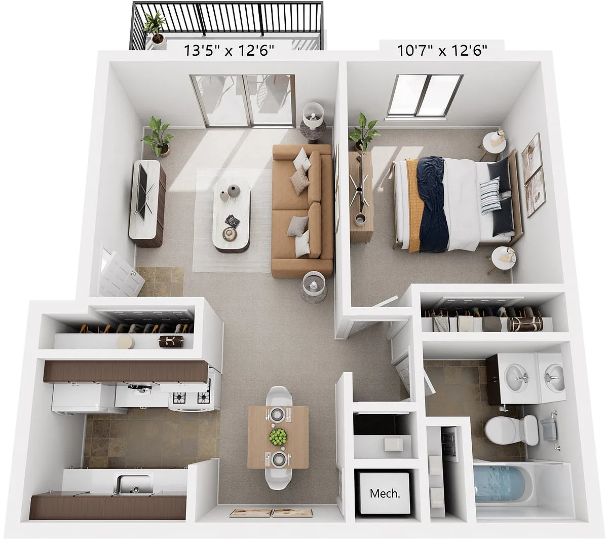 Floor plan One Bedroom Deluxe