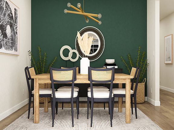 The spacious dining room is ready for all your dinner parties!