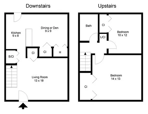 Floor plan 2 Bed 1 Bath