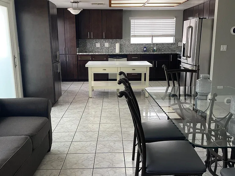 Kitchen and family room