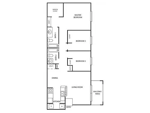 Floor plan Three Bed Two Bath