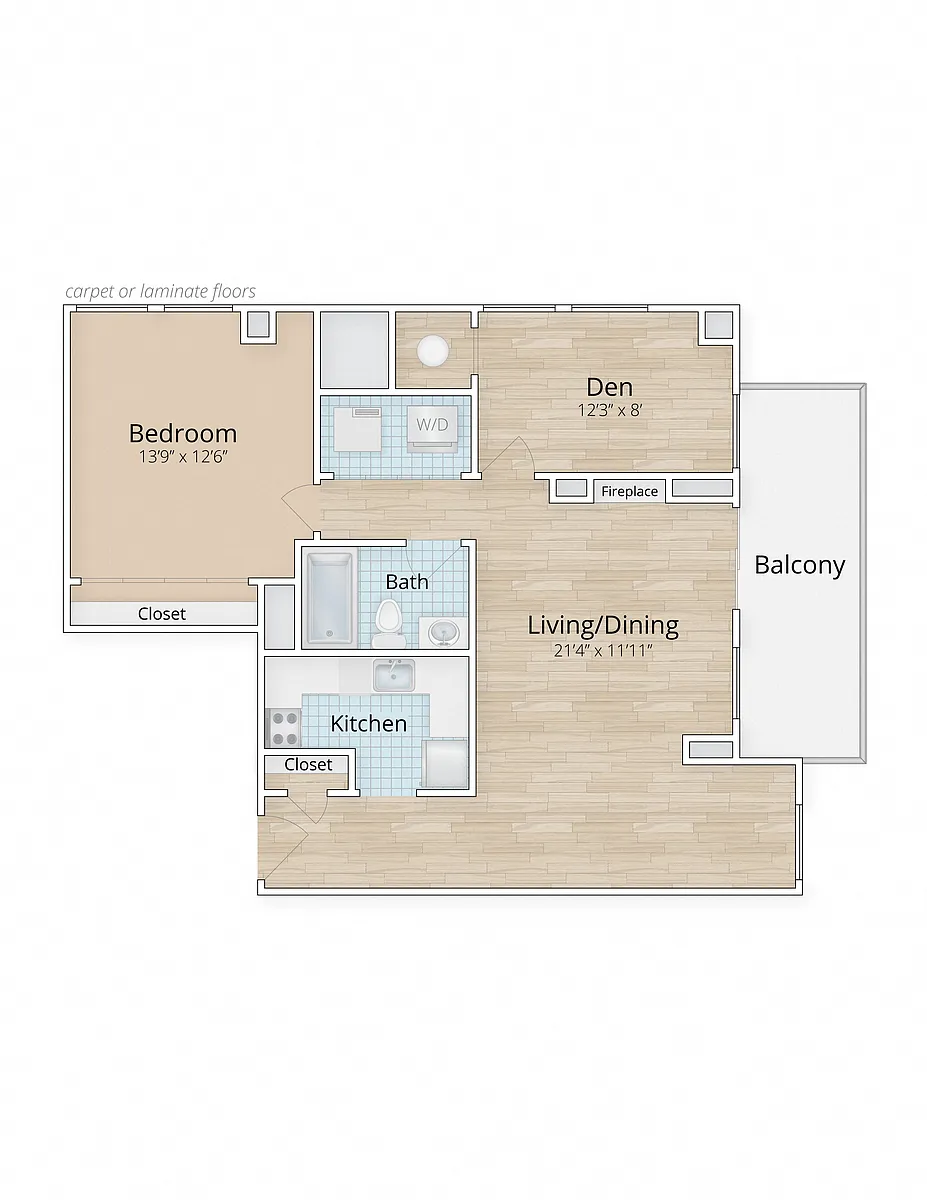 Floor plan One Bedroom Den