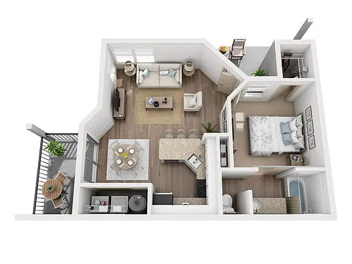 Floor plan A1: 1 Bed 1 Bath