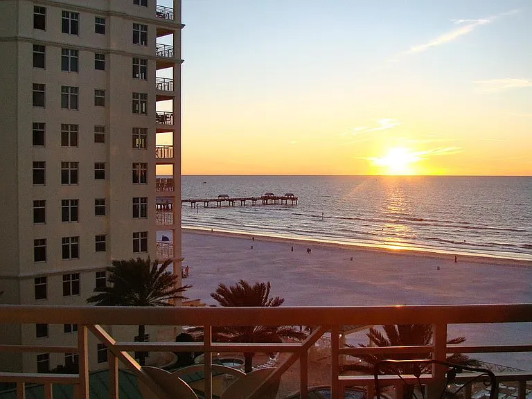 Beach view at sunset.