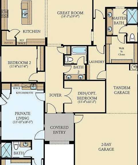 floor plan is flipped from this diagram (garage is on left)