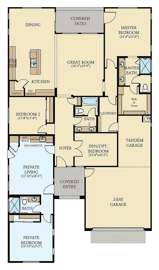 floor plan is flipped from this diagram (garage is on left) - 19761C W Harrison St
