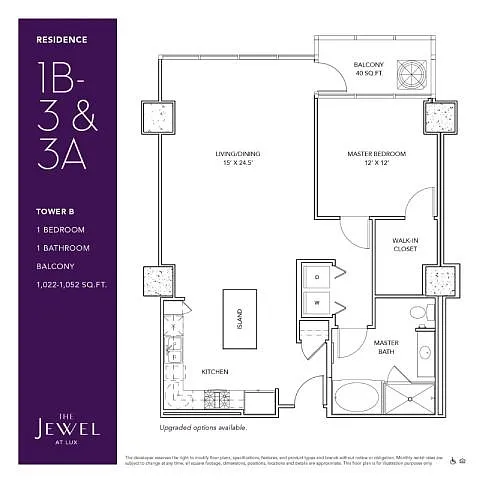 Floor plan 1B-3 3A