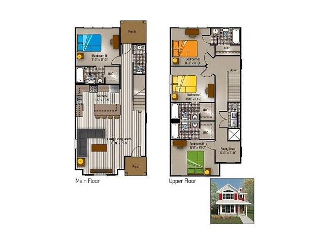 Floor plan Austin 4x4.5