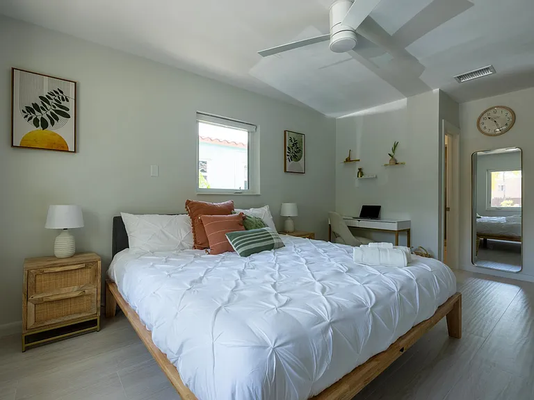 Master bedroom #2 with private full size bathroom with walk-in shower (glass wall).
