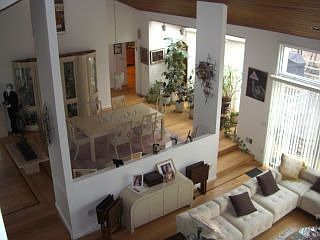 View from loft of living room and dining room