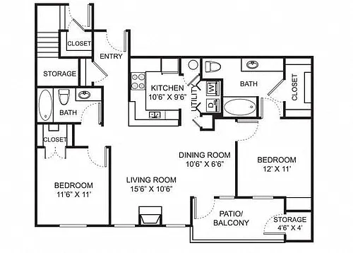 Floor plan 2 Bed 2 Bath B3