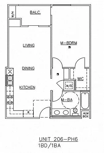 Floor plan One-Bedroom One-Bathroom - A