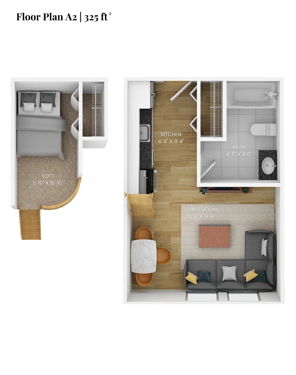Floor plan Floor Plan A2 | 1 Bedroom Loft