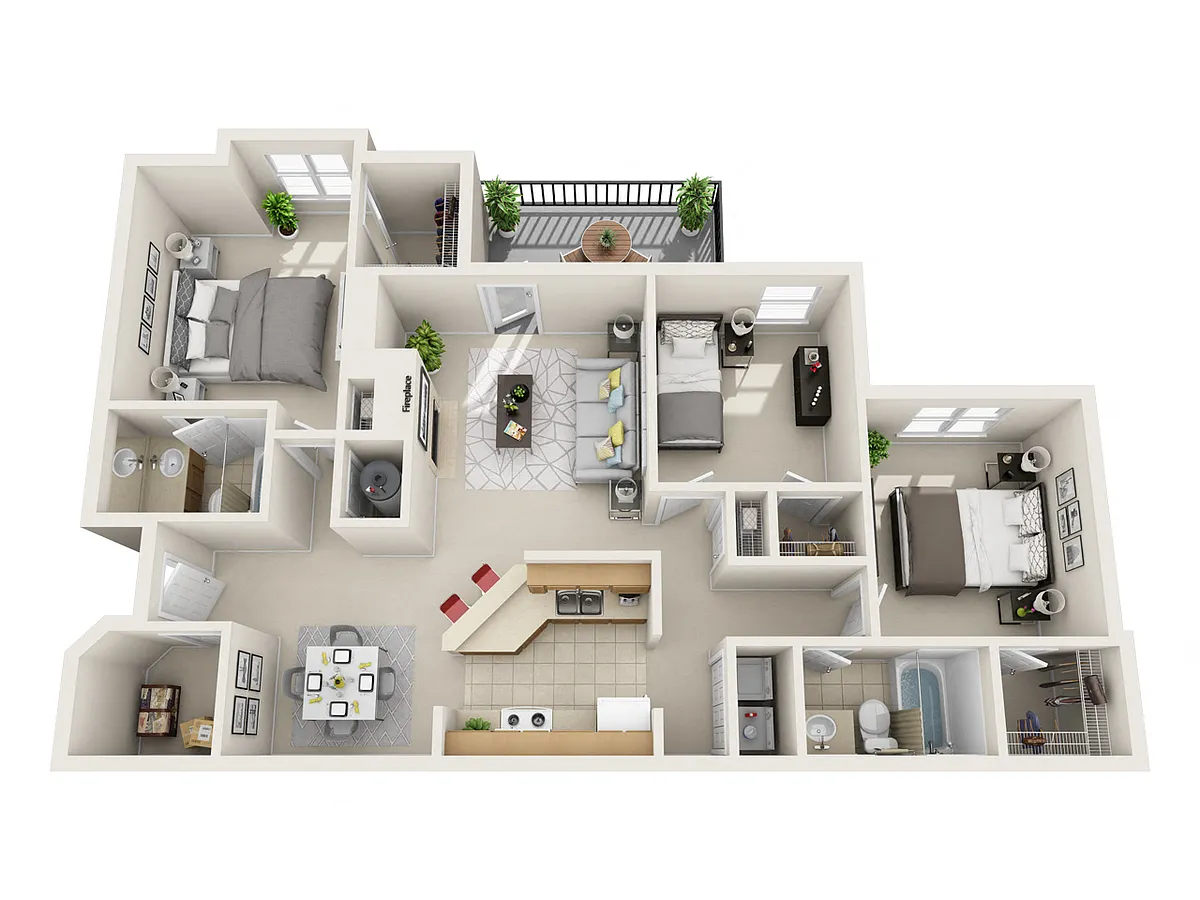 Floor plan 3 Bedroom 2 Bathroom (ii)
